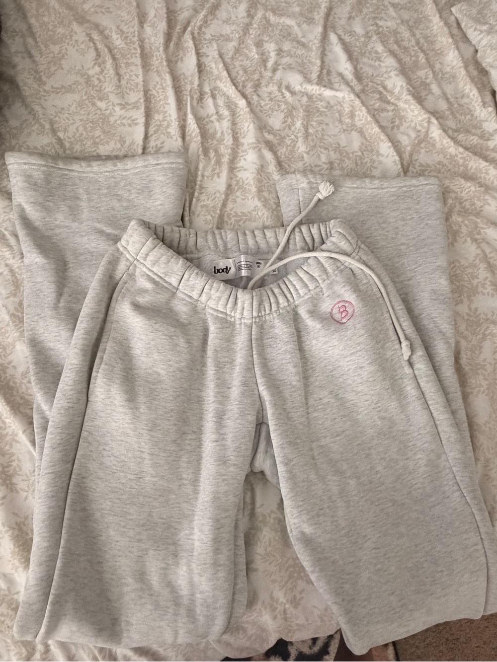Body Heather Gray Joggers with Pink Logo Accent